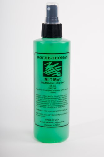 Green Roche-Thomas Mi-T-Mist mouthpiece sanitizer spray, in an 8oz spray bottle