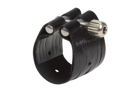 Rovner Dark S1R Bb Clarinet Ligature - leathered cloth and nickel silver screw and ribs