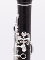 The Royal Global Classical Limited Bb and A Clarinets - close up of front engraved insignia 