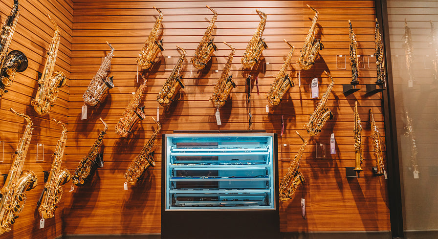 Saxophones on the wall