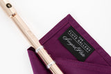 sempre|flute Cleaning Cloth - Flute Gallery, Limited Edition - close up of the tag with the Flute Gallery and Sempre Flute logos