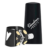 The black Vandoren Optimum clarinet ligature with mouthpiece cap