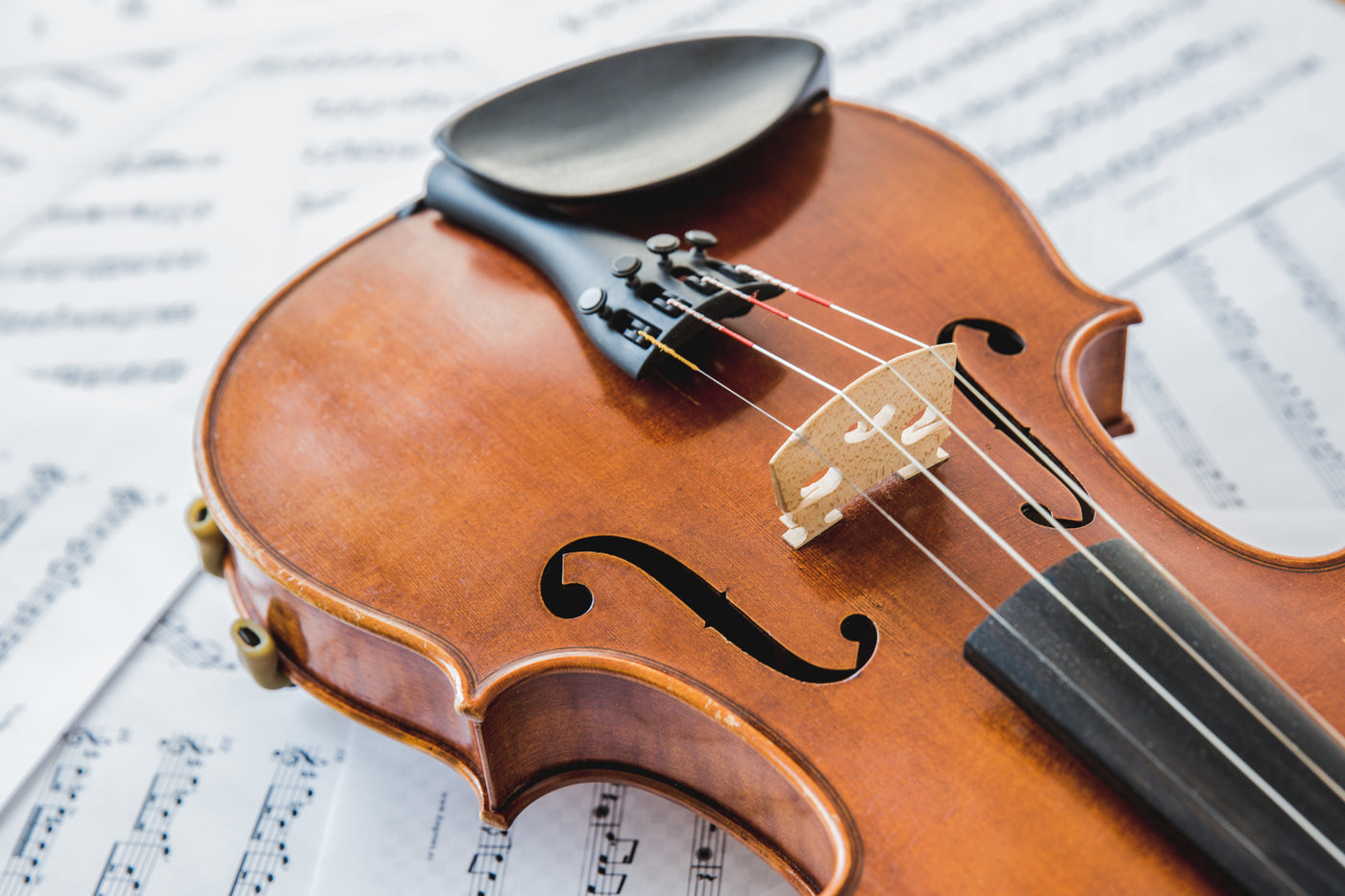 Violin on music sheets, music instrument